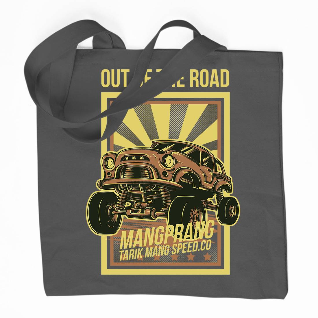 Out Of The Road Organic Premium Cotton Tote Bag Cars D674