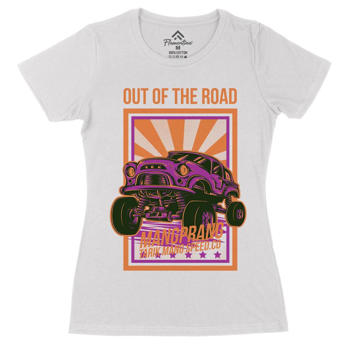 Out Of The Road Womens Organic Crew Neck T-Shirt Cars D674