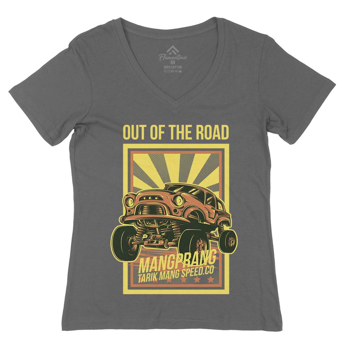 Out Of The Road Womens Organic V-Neck T-Shirt Cars D674