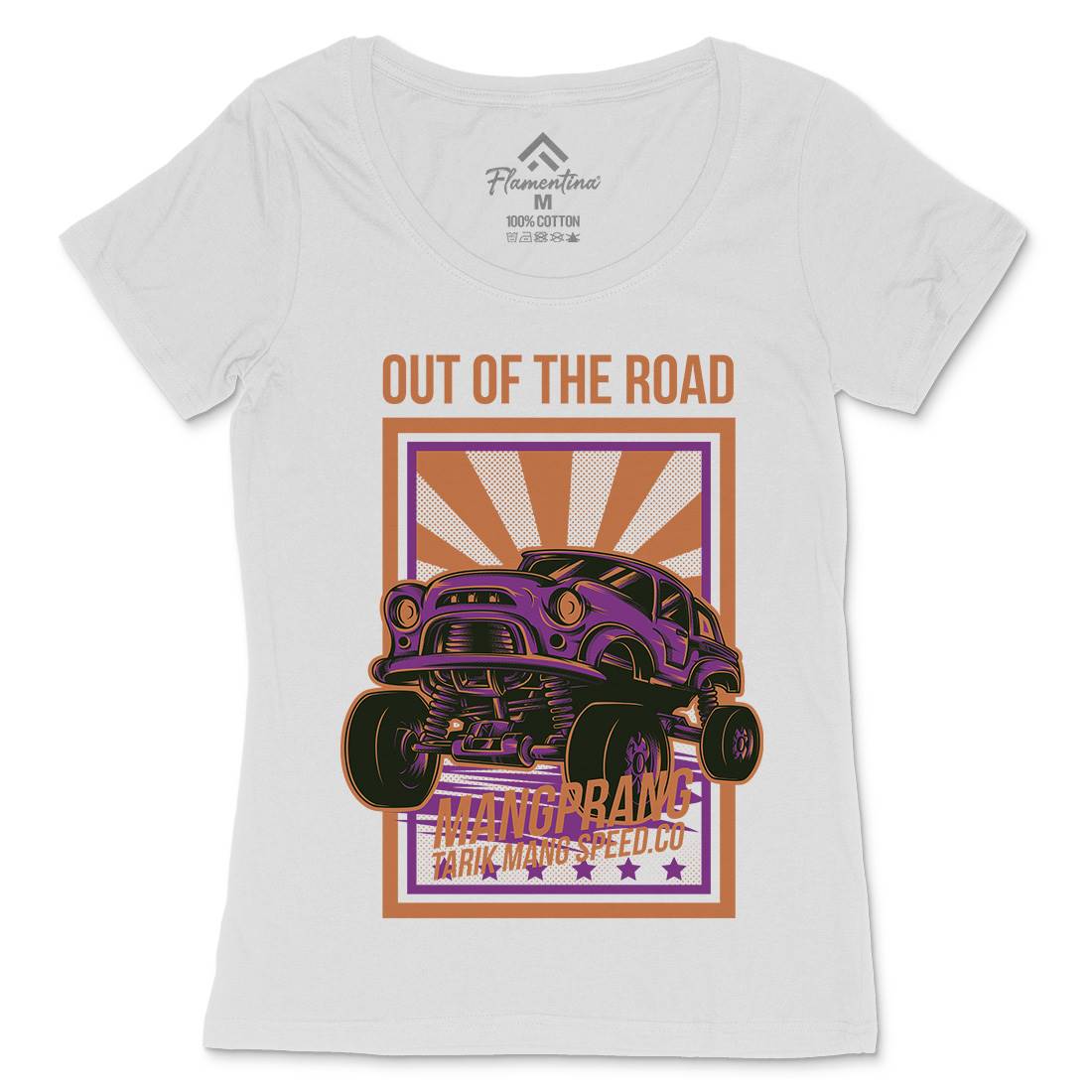 Out Of The Road Womens Scoop Neck T-Shirt Cars D674