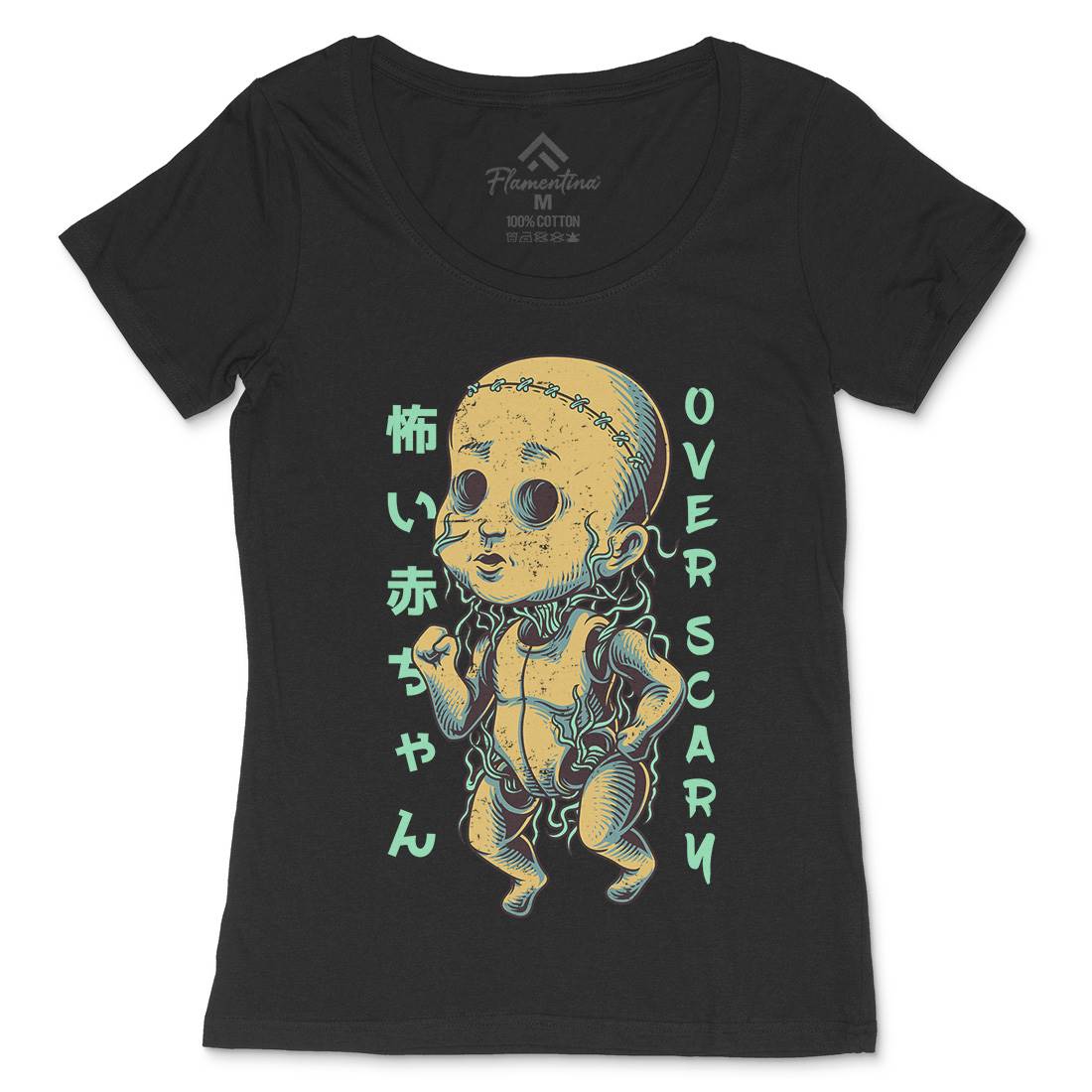 Over Scary Womens Scoop Neck T-Shirt Horror D675