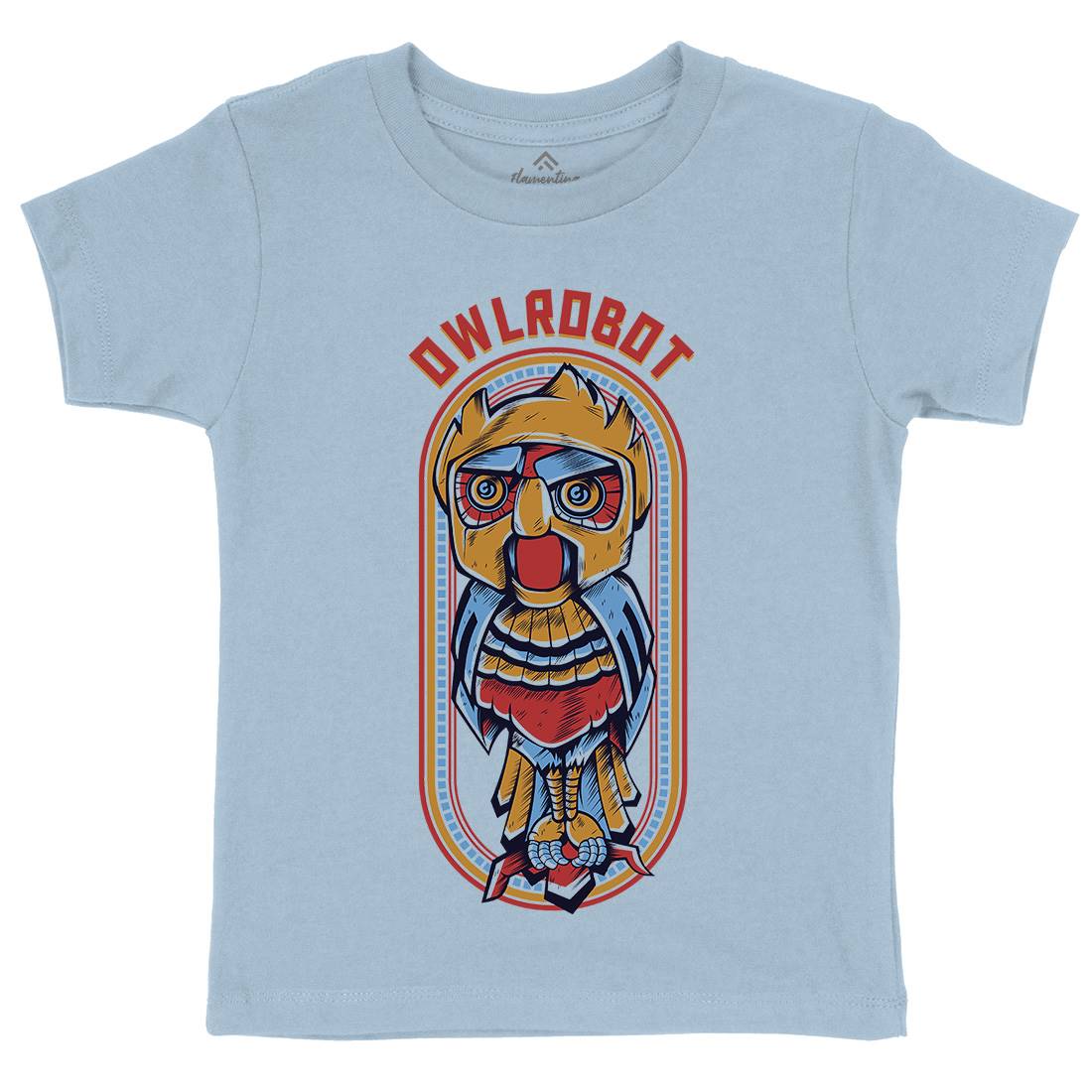 Owl Robot Kids Organic Crew Neck T-Shirt Animals D676