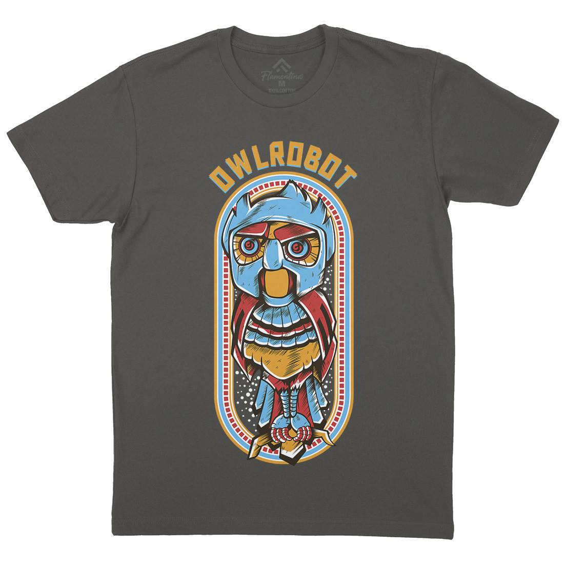 Owl Robot Mens Crew Neck T-Shirt Animals D676