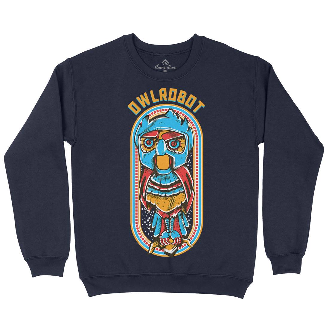 Owl Robot Mens Crew Neck Sweatshirt Animals D676