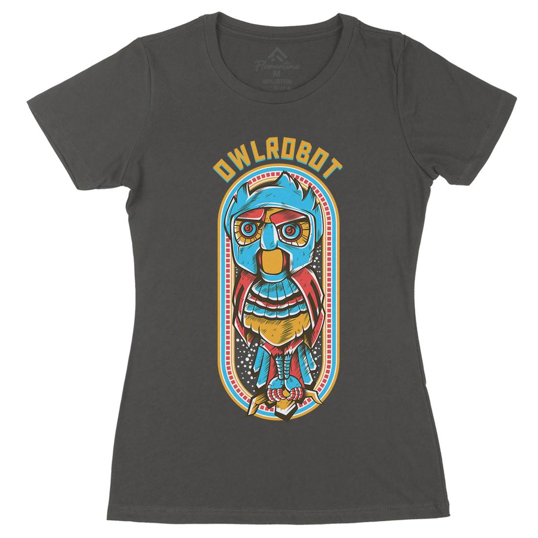 Owl Robot Womens Organic Crew Neck T-Shirt Animals D676