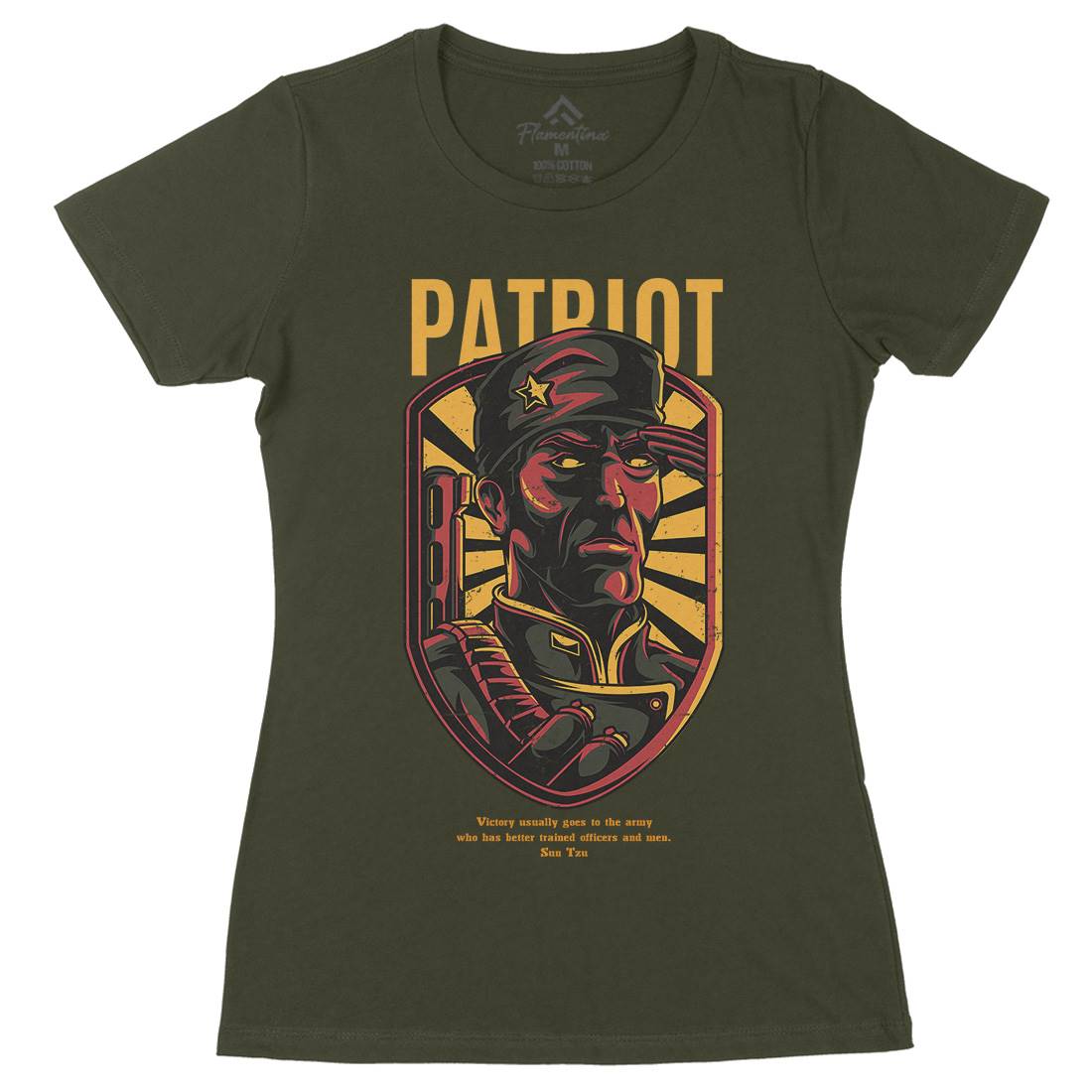 Patriot Womens Organic Crew Neck T-Shirt Army D677