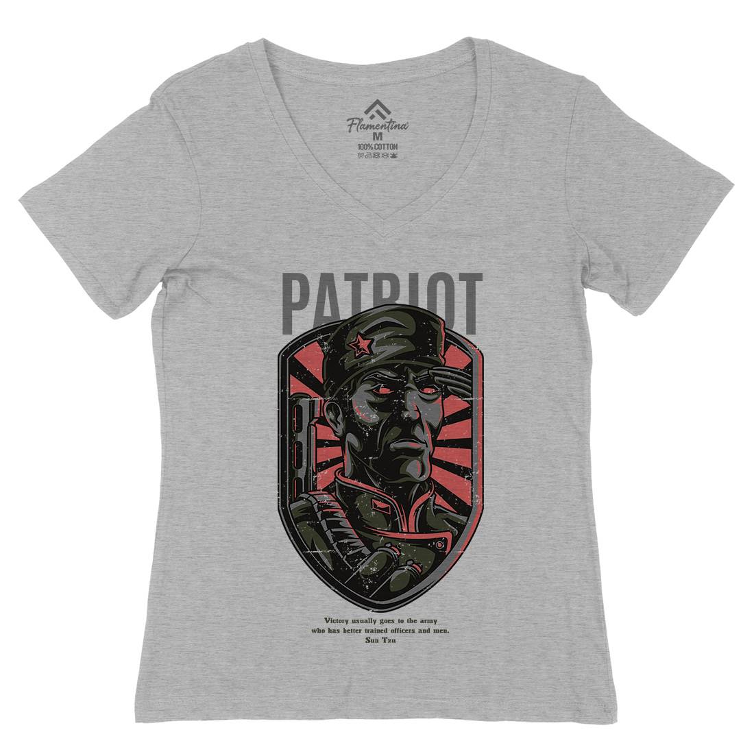 Patriot Womens Organic V-Neck T-Shirt Army D677