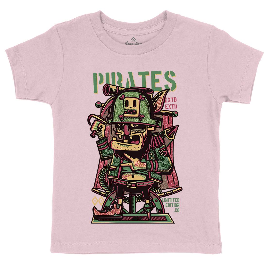 Pirates Kids Crew Neck T-Shirt Navy D678