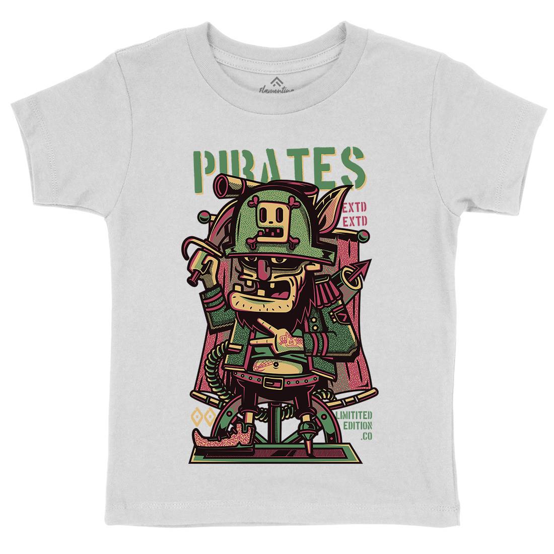 Pirates Kids Crew Neck T-Shirt Navy D678