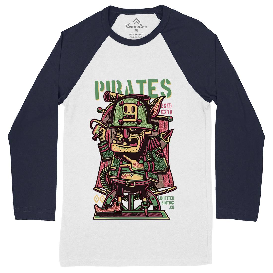 Pirates Mens Long Sleeve Baseball T-Shirt Navy D678