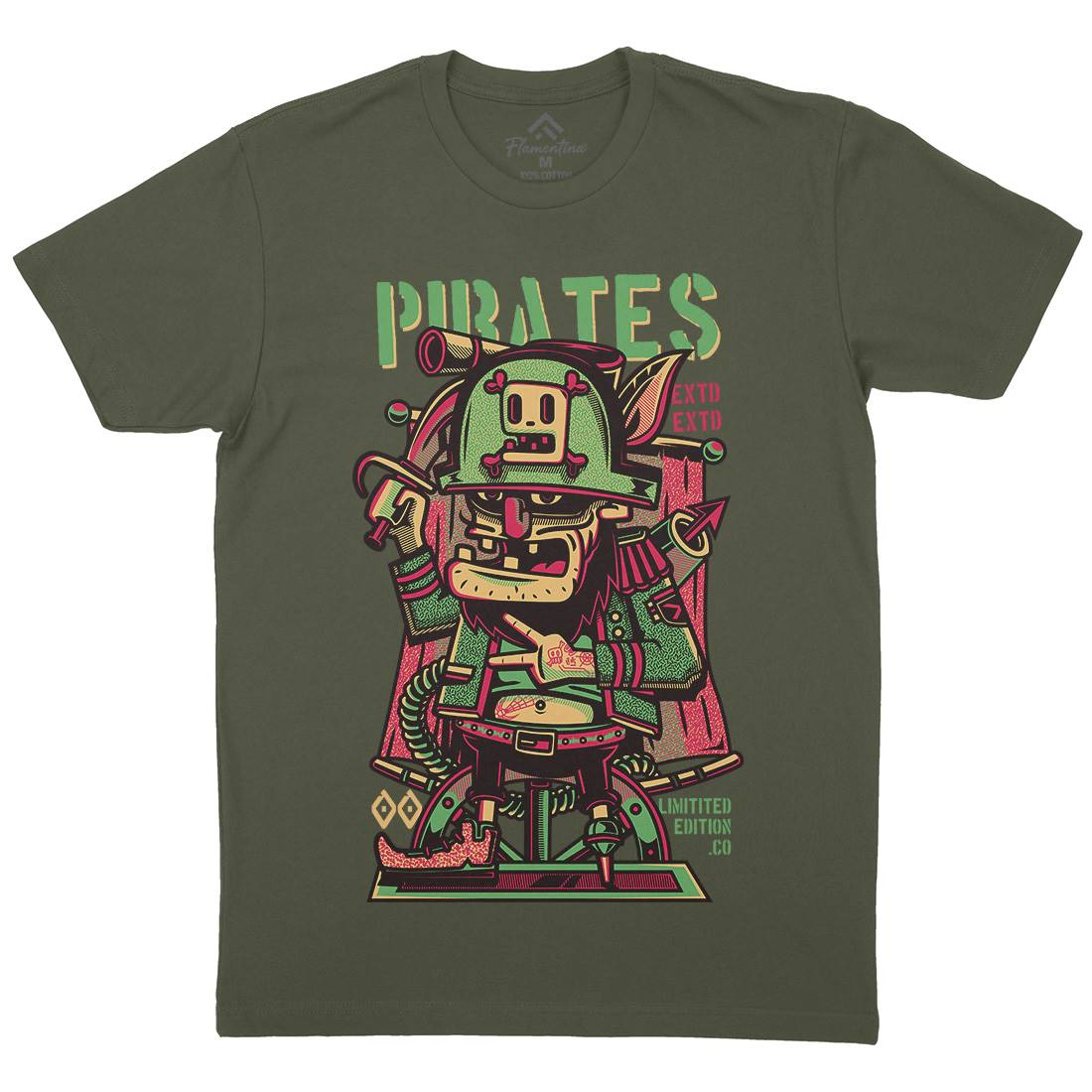 Pirates Mens Crew Neck T-Shirt Navy D678