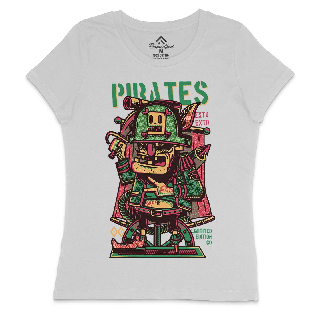 Pirates Womens Crew Neck T-Shirt Navy D678