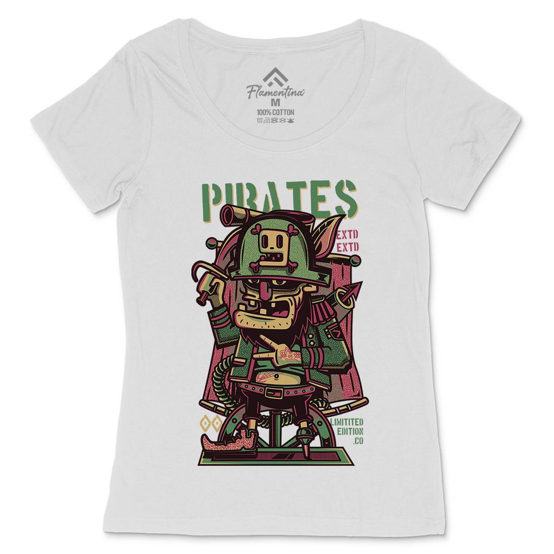 Pirates Womens Scoop Neck T-Shirt Navy D678