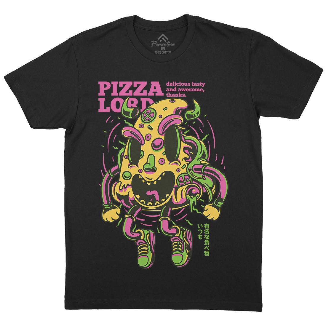 Pizza Lord Mens Organic Crew Neck T-Shirt Food D679