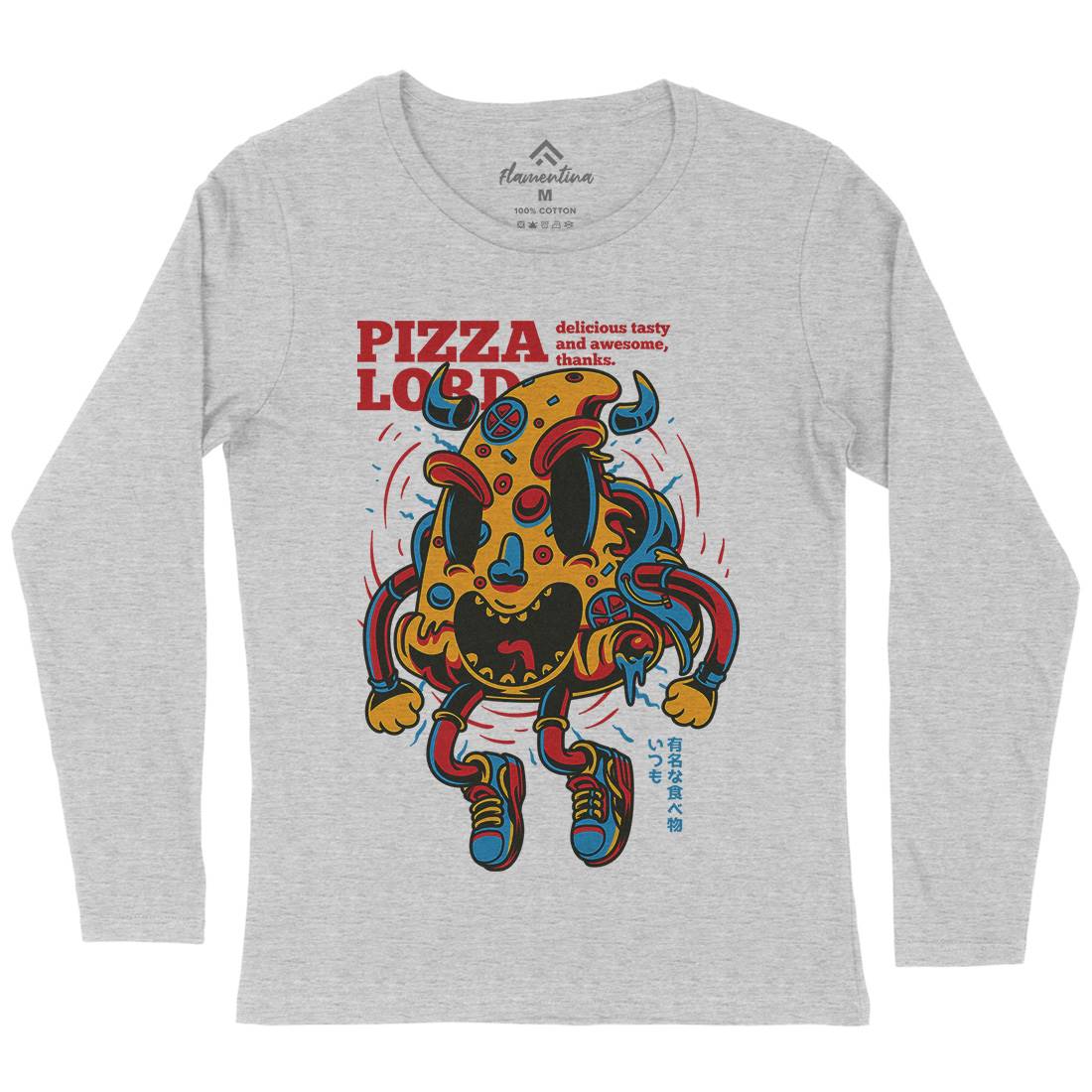 Pizza Lord Womens Long Sleeve T-Shirt Food D679