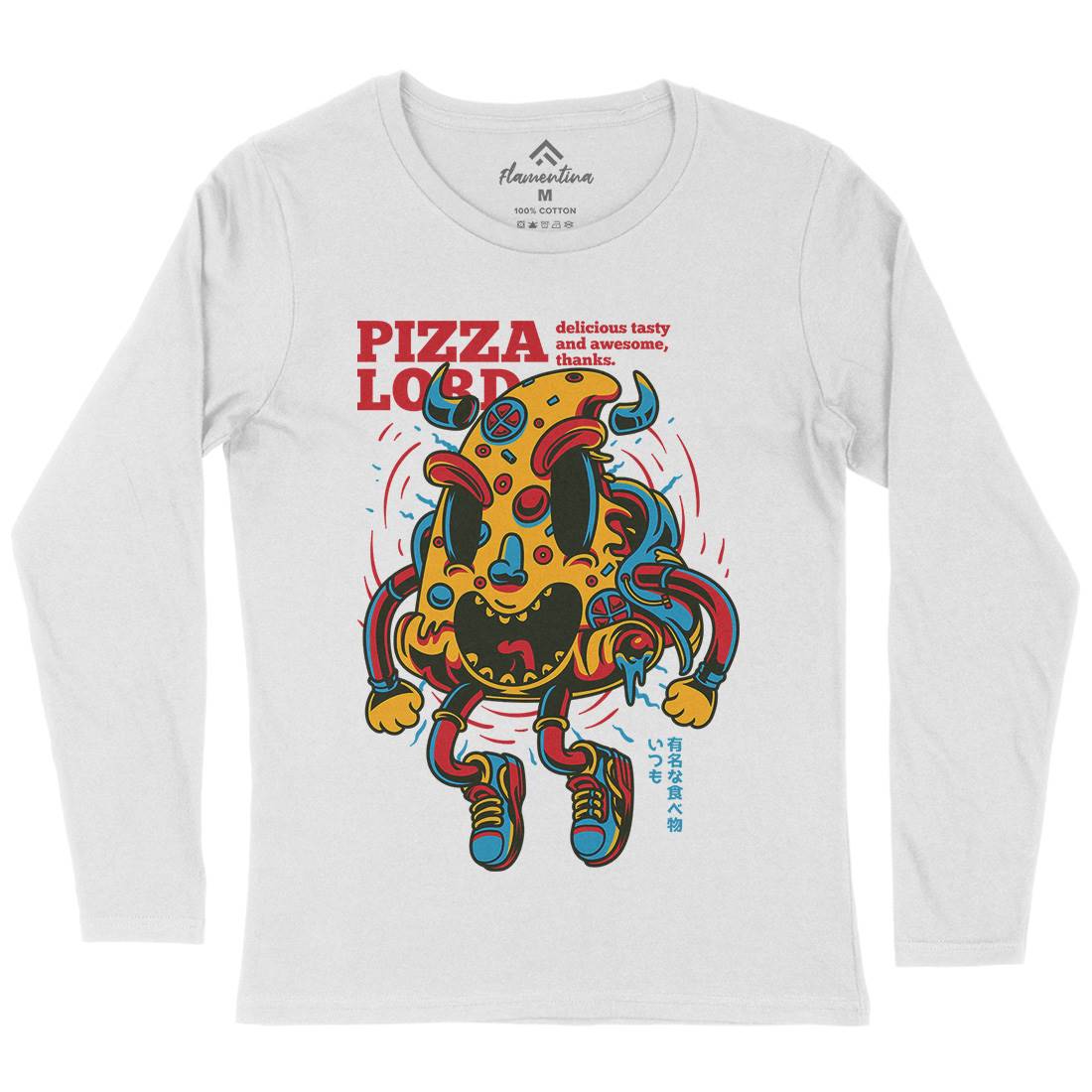 Pizza Lord Womens Long Sleeve T-Shirt Food D679
