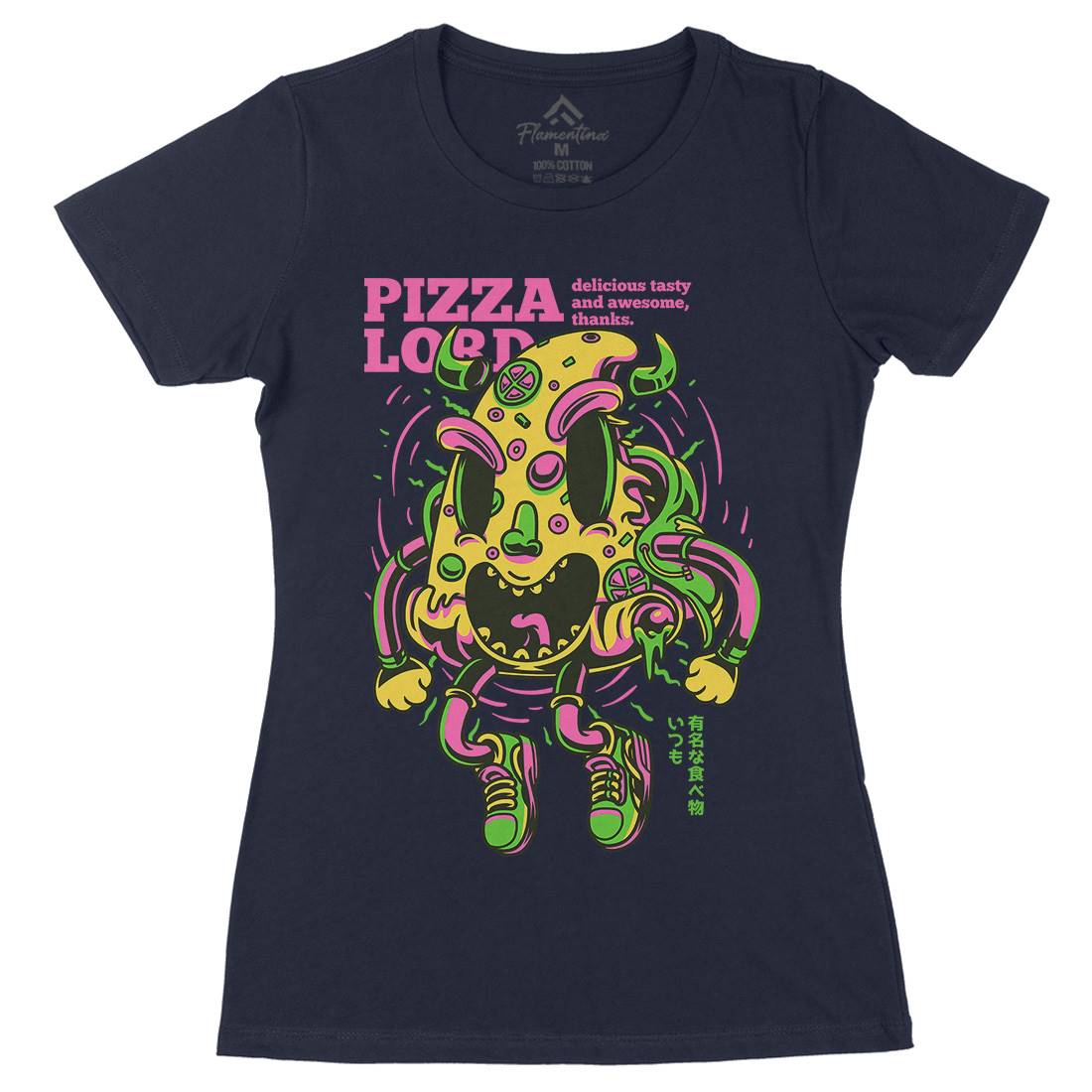 Pizza Lord Womens Organic Crew Neck T-Shirt Food D679