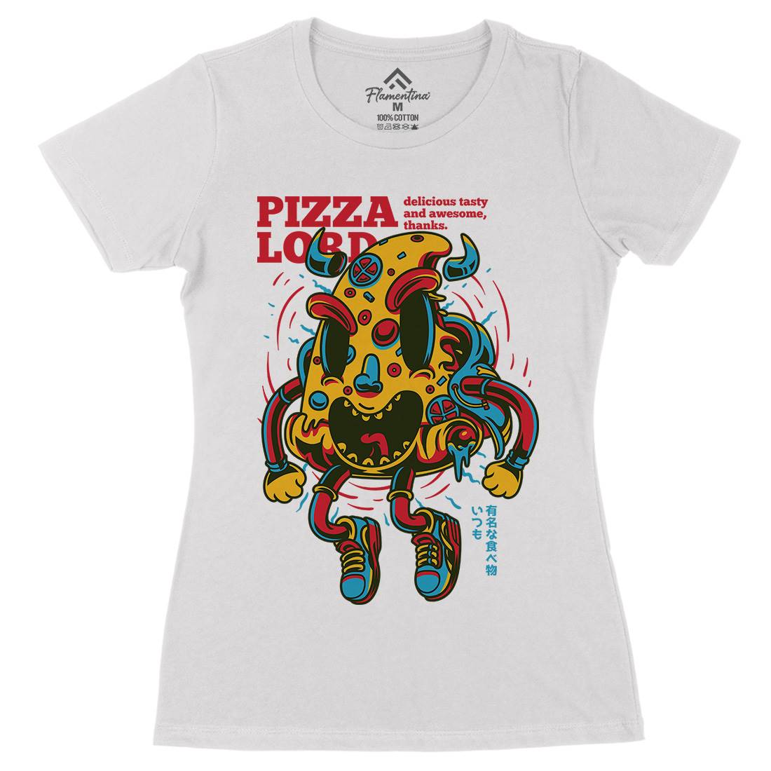 Pizza Lord Womens Organic Crew Neck T-Shirt Food D679