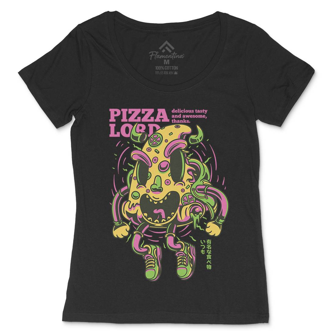 Pizza Lord Womens Scoop Neck T-Shirt Food D679