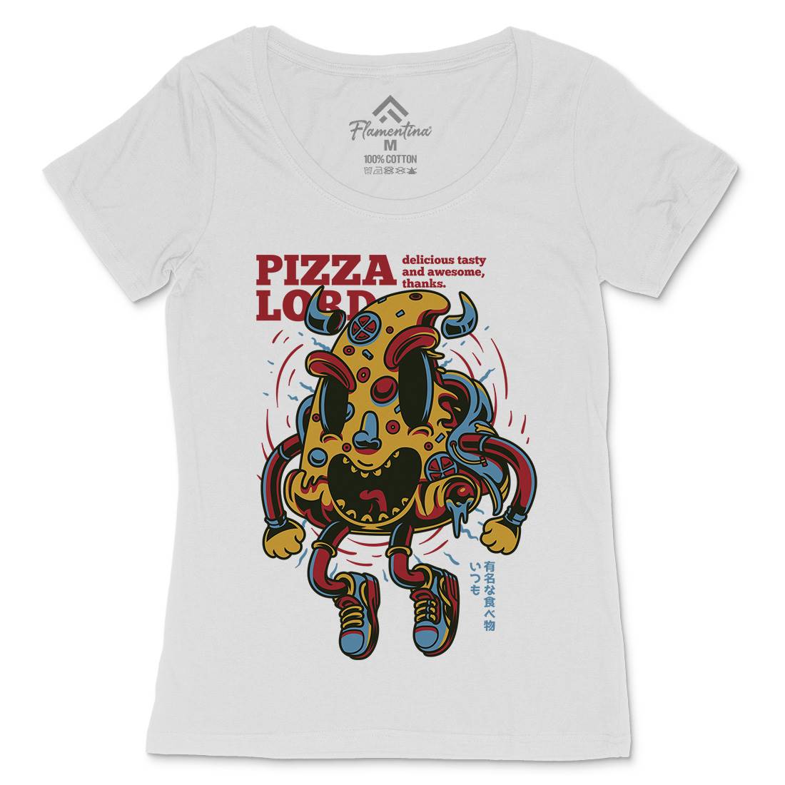 Pizza Lord Womens Scoop Neck T-Shirt Food D679