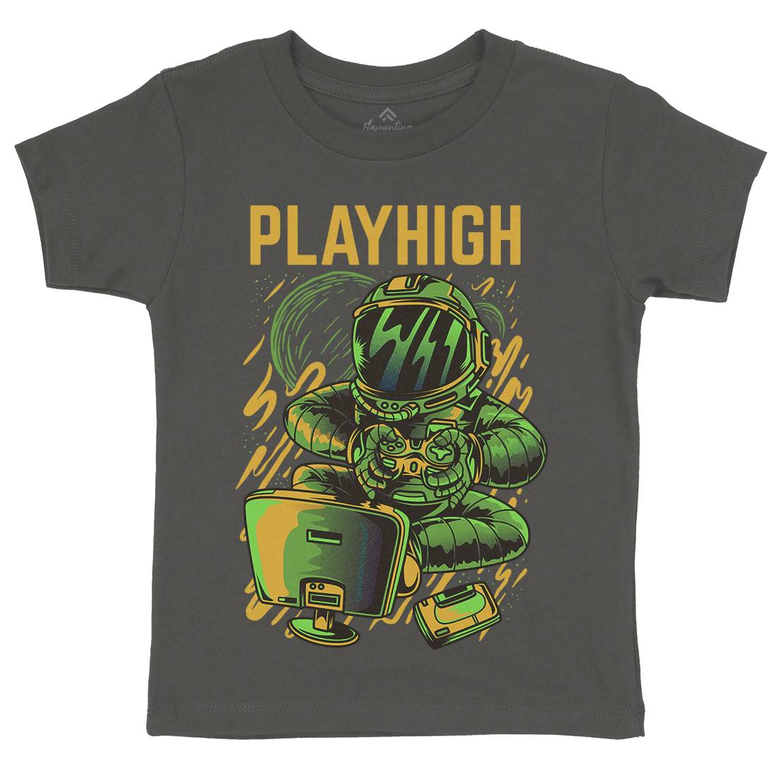 Play High Kids Organic Crew Neck T-Shirt Space D680