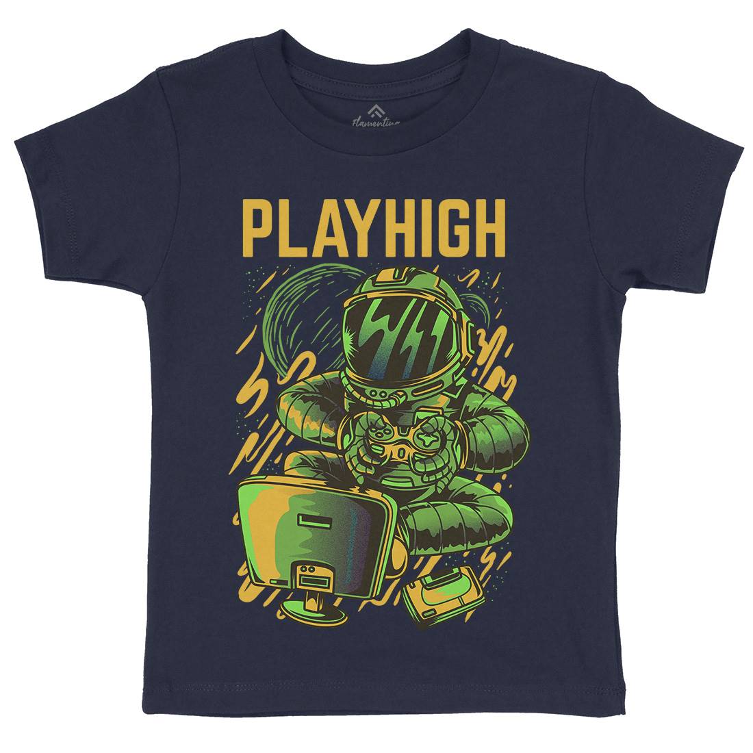 Play High Kids Organic Crew Neck T-Shirt Space D680