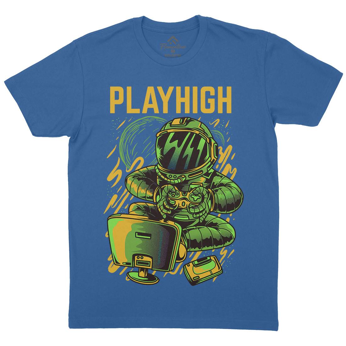 Play High Mens Organic Crew Neck T-Shirt Space D680