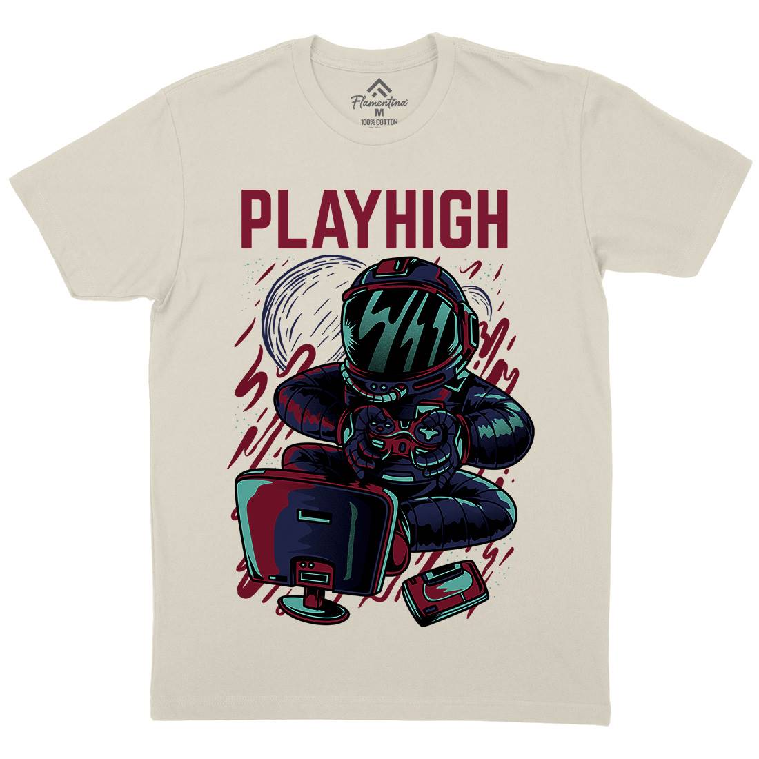 Play High Mens Organic Crew Neck T-Shirt Space D680