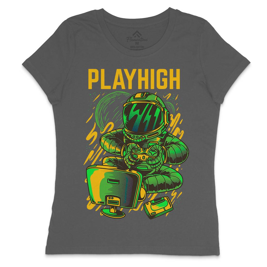 Play High Womens Crew Neck T-Shirt Space D680