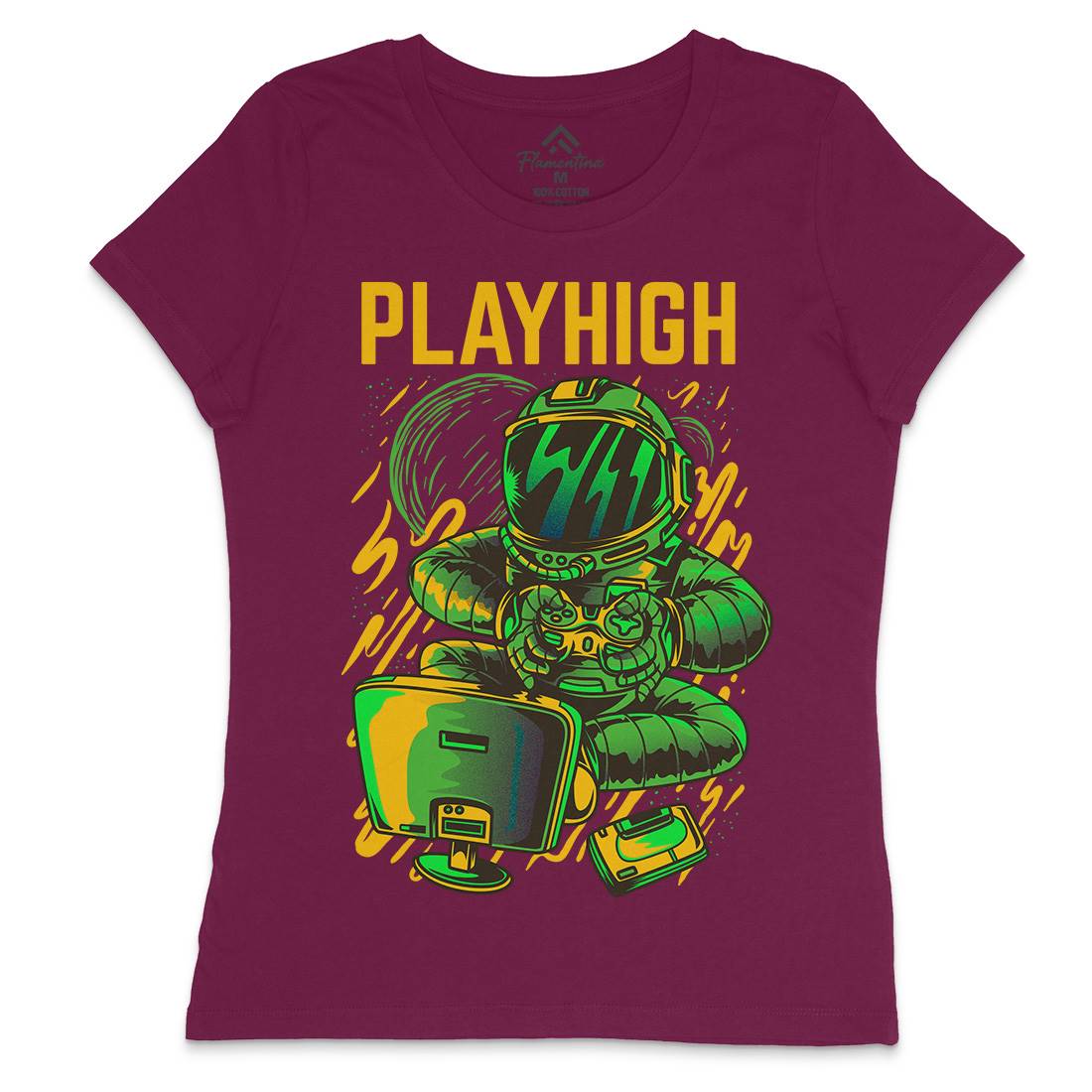 Play High Womens Crew Neck T-Shirt Space D680
