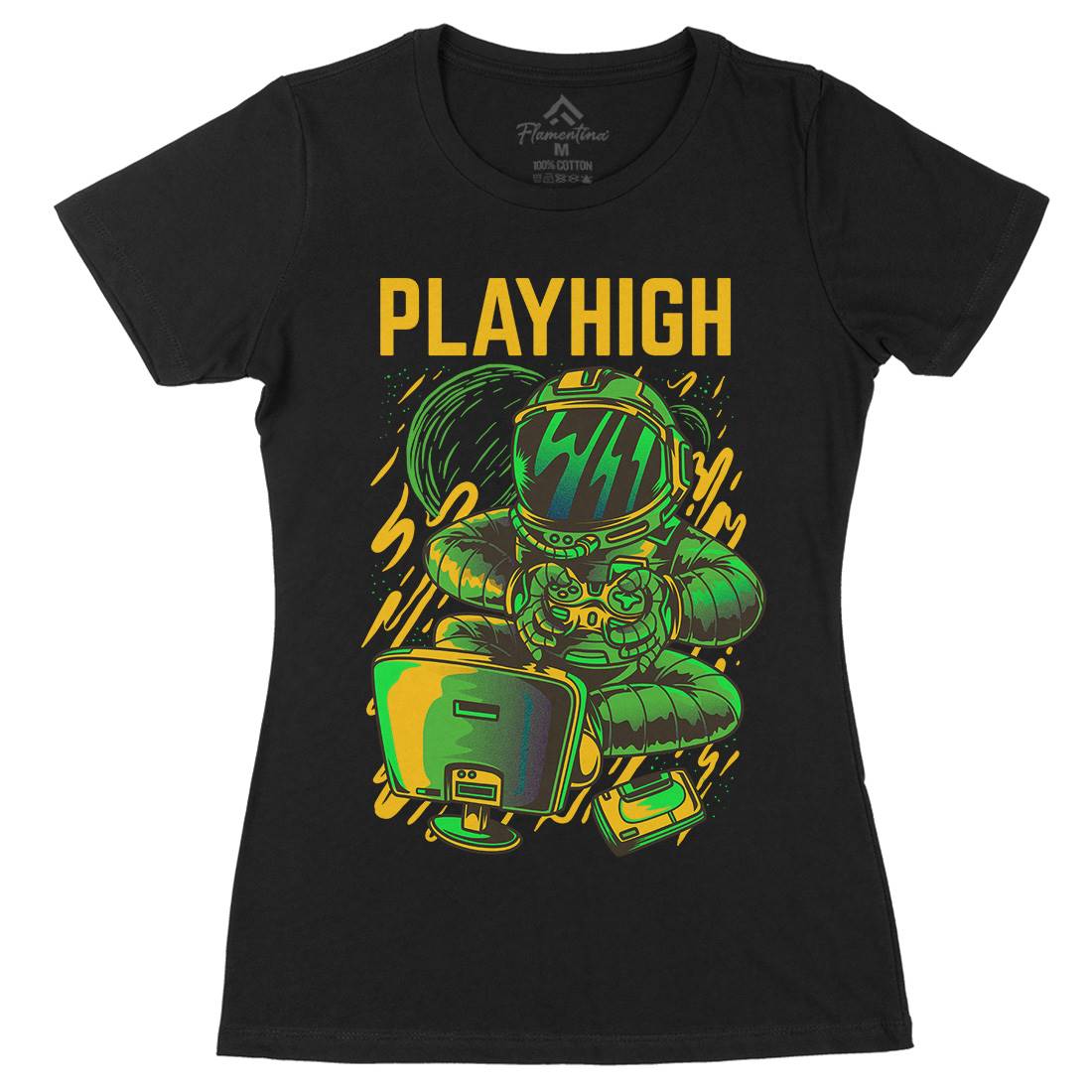 Play High Womens Organic Crew Neck T-Shirt Space D680