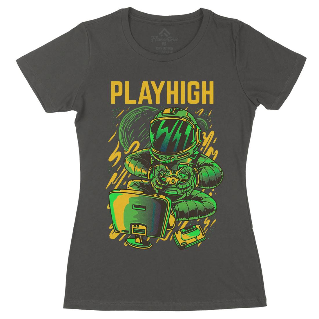 Play High Womens Organic Crew Neck T-Shirt Space D680