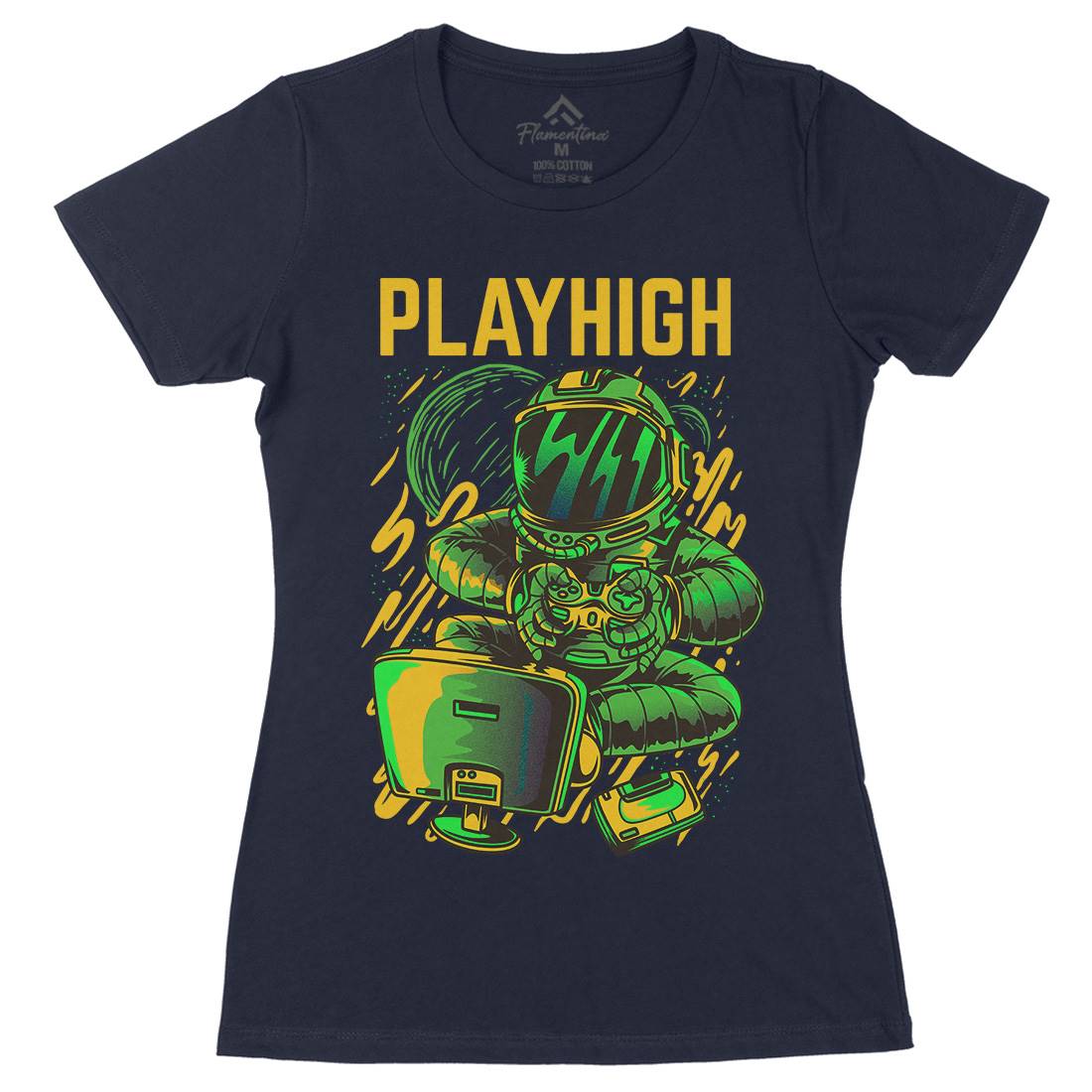 Play High Womens Organic Crew Neck T-Shirt Space D680