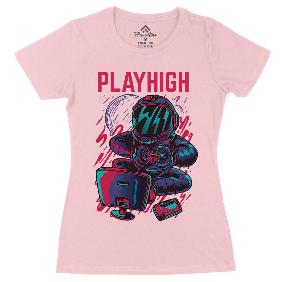 Play High Womens Organic Crew Neck T-Shirt Space D680