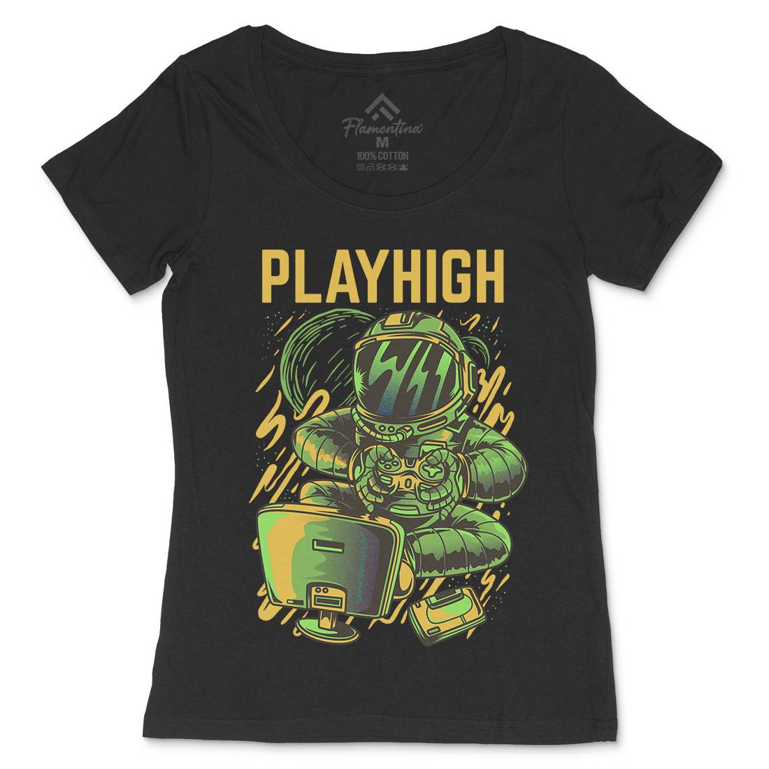 Play High Womens Scoop Neck T-Shirt Space D680