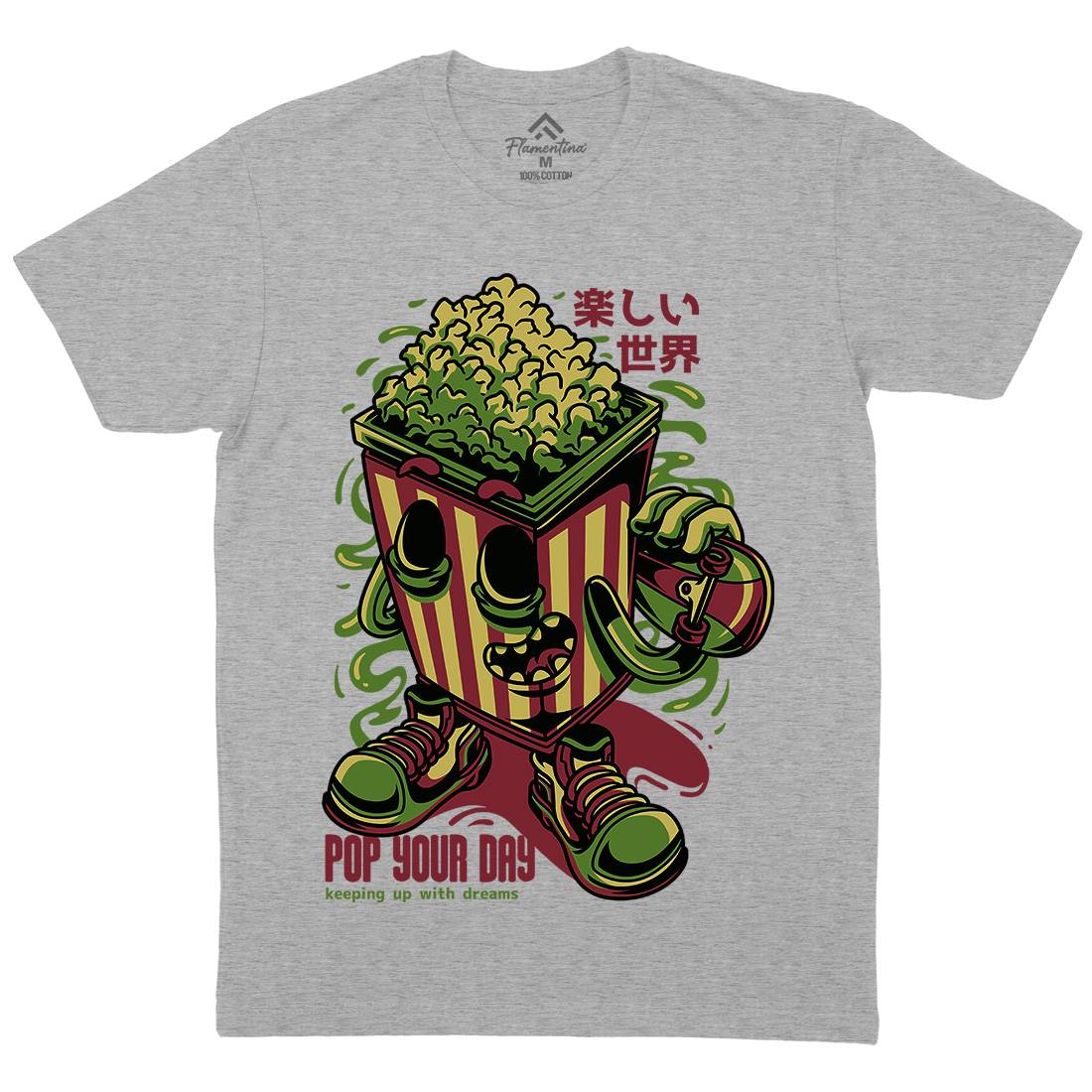 Popcorn Mens Organic Crew Neck T-Shirt Food D681