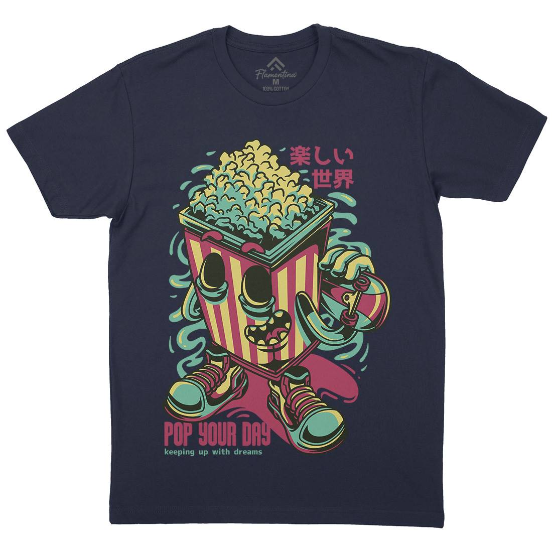 Popcorn Mens Organic Crew Neck T-Shirt Food D681