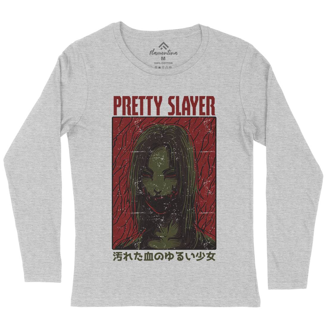 Pretty Slayer Womens Long Sleeve T-Shirt Horror D682