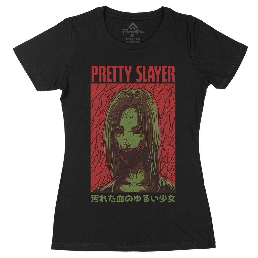 Pretty Slayer Womens Organic Crew Neck T-Shirt Horror D682