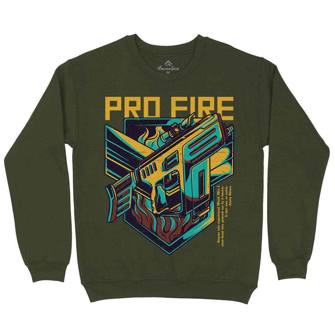 Pro Fire Mens Crew Neck Sweatshirt Army D683