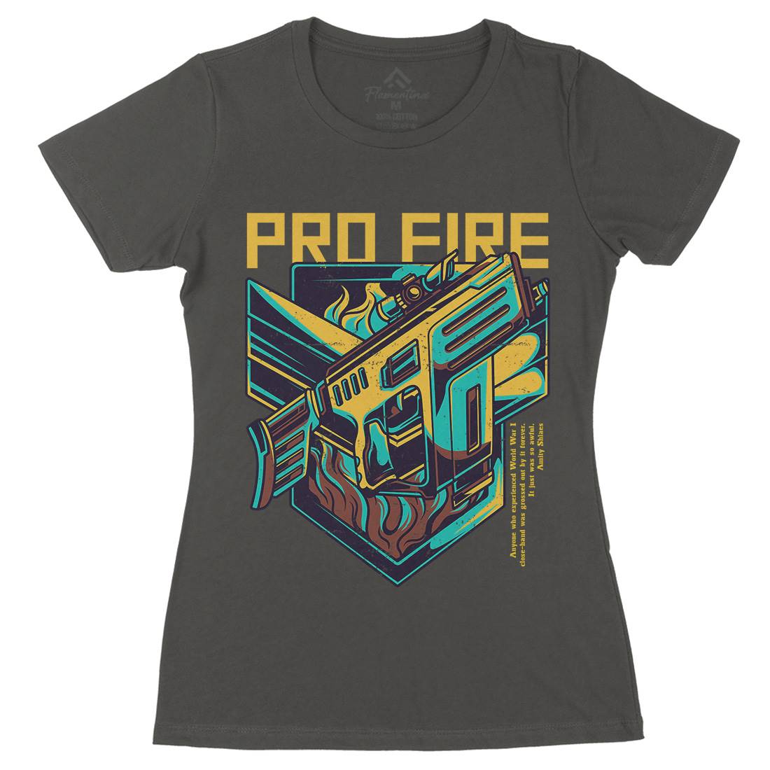 Pro Fire Womens Organic Crew Neck T-Shirt Army D683