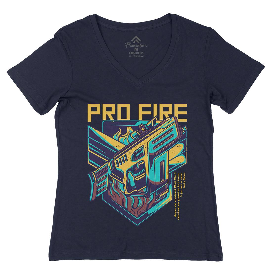 Pro Fire Womens Organic V-Neck T-Shirt Army D683