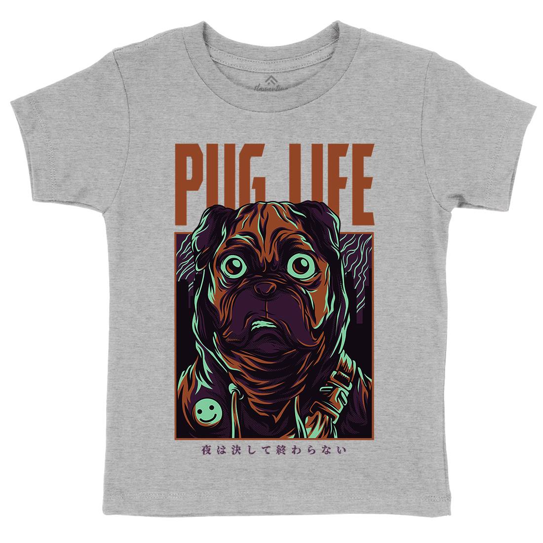 Pug Life Kids Organic Crew Neck T-Shirt Animals D684