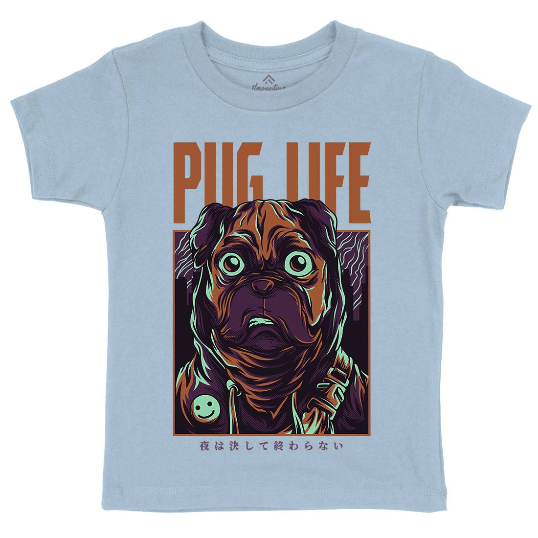 Pug Life Kids Crew Neck T-Shirt Animals D684