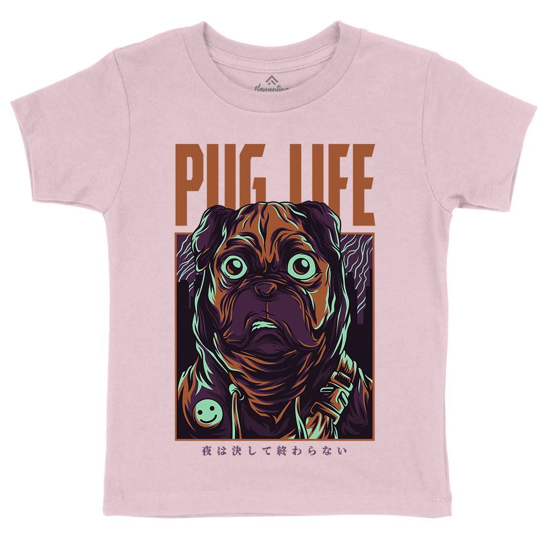 Pug Life Kids Organic Crew Neck T-Shirt Animals D684