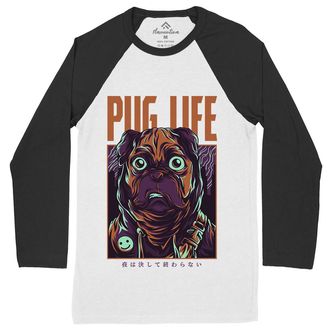 Pug Life Mens Long Sleeve Baseball T-Shirt Animals D684