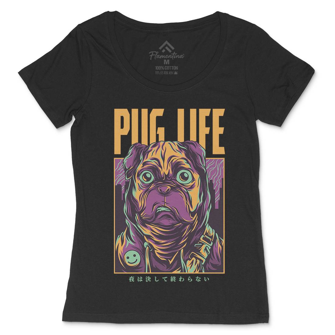 Pug Life Womens Scoop Neck T-Shirt Animals D684