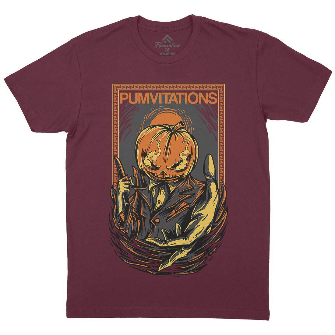 Pumpkin Mens Organic Crew Neck T-Shirt Horror D685