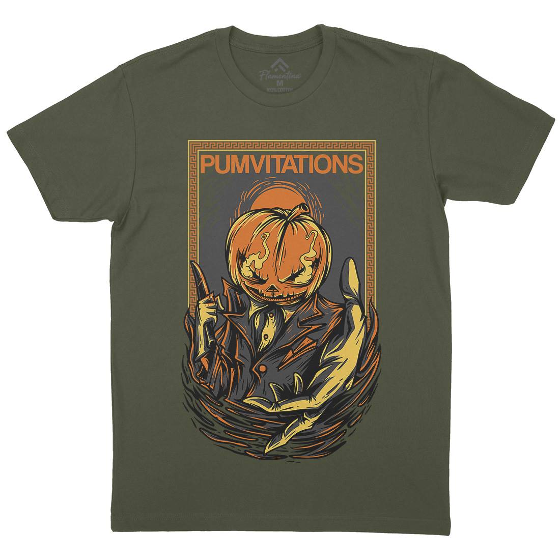Pumpkin Mens Crew Neck T-Shirt Horror D685