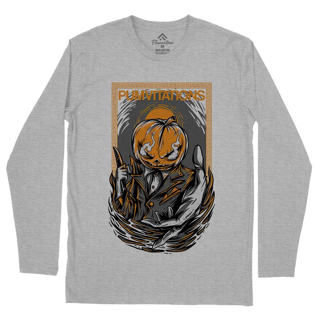 Pumpkin Mens Long Sleeve T-Shirt Horror D685